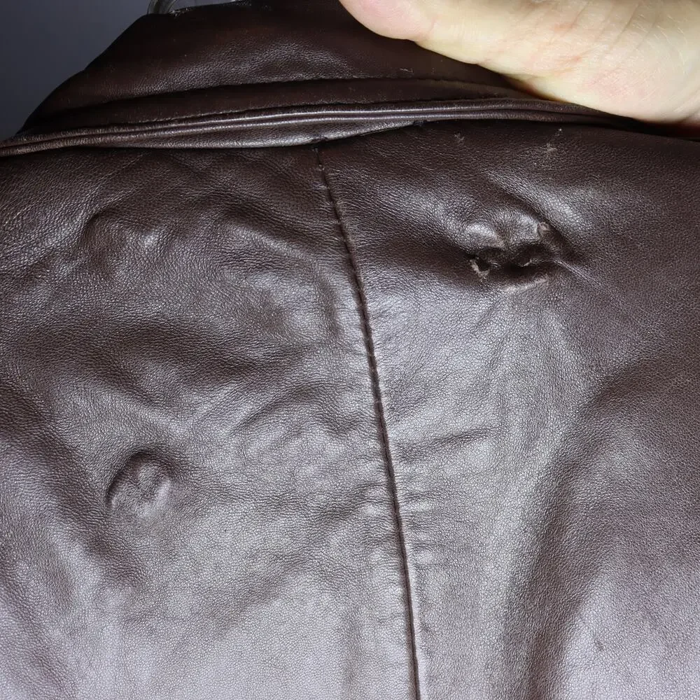 Imagination Brown Leather Jacket‎ Men’s XL Distressed Bomber Style